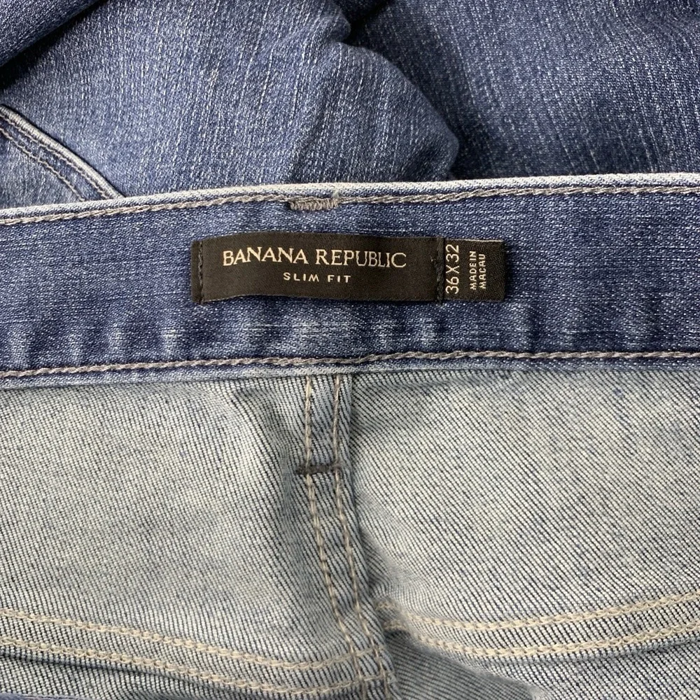 Banana Republic Men‎ Size 36 x 32 Pants Light Wash Denim Jeans Slim Fit Stretch